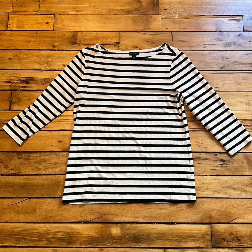 Ann Taylor boat cut striped dress shirt